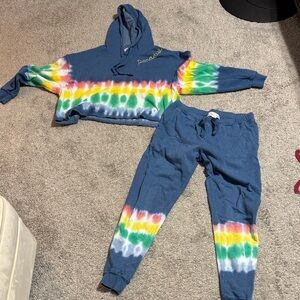 Vintage Havana Blue Tie-Dye Hoodie and Joggers Set